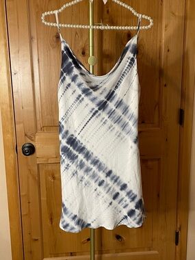 Slip Dress in White and Navy Tie-Dye Size M